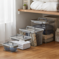 Portable Clear Storage Box with Lid, Large Capacity Plastic Organizer for Clothes, Snacks, Toys, Books