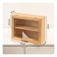 Wooden Tabletop Cabinet with Drawer Dustproof Display Cabinet with Drawers 2-Tier Figure Display Box Compact for Collectors