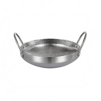 Wide Open Top Hammered Stainless Steel Pot Deep Shape Loop Handle Pot Silver Finish Cookware Dishwasher Safe