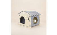 Semi-Enclosed Felt Cat House Two-wayEntry Cat Hideaway with Toy Indoor Kitty Hut Cozy for Apartment