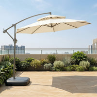 Offset Umbrella with Base Crank-Lift Double Top Patio Umbrella Water-Fillable for Homeowners, Cafe Owners, Garden, Terrace, Backyard