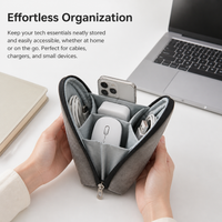 Electronics Organiser Cable Storage Travel Pouch, Water-Resistant Polyester Cable Organiser Bag, 24x6x13.5cm Portable Storage for Digital Nomads