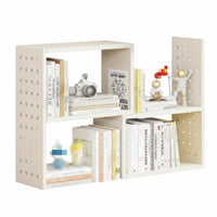 Extendable Design Expandable Book Rack with Pegboard Space-Saving Adjustable Desk Rack Corner Adaptable Desktop Organizer Easy Installation for Students, distant Workers, gaming enthusiasts, Study Room, Gaming Setup