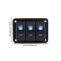 Rocker Switch Panel Automotive-Style Switch Panel with Blue LED Slim for DIYers, Dashboard, off-Road Vehicle