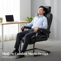 No Wheels Reclining Sled Base Chair Support Sled Base Armchair Ergonomic Design Computer Seat Thick Padded Cushion for Executives, Clients, Students, Conference Room, Restping
