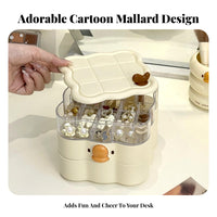 Rotating Layers Duck-Shaped Organizer Multi-Tier Storage Jewelry Box Compartmentalized Trays Reachory Holder Cute Character Design for Women, Teenagers, Bridesmaids, Dressing Table, Dresser Top, Dorm Room, Daily Use