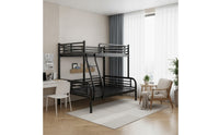 Space-Saving Metal Bunk Bed Sturdy Bunk Bed Frame Heavy Duty Furniture Long-Lasting for Children, Teens, Students, Shared Rooms, Compact Bedrooms, Dormitories