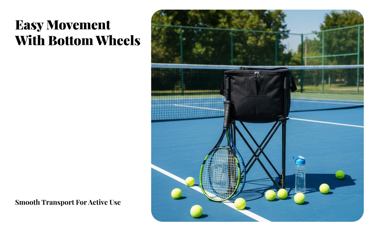 Folding Ball Storage Cart Foldable Rolling Ball Storage Cart Wheeled Athletic Gear Organizer with Wheels for Coaches, Tennis Athletes, Court-Side