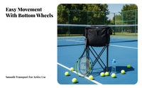 Folding Ball Storage Cart Foldable Rolling Ball Storage Cart Wheeled Athletic Gear Organizer with Wheels for Coaches, Tennis Athletes, Court-Side