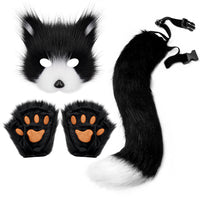 Halloween Fox Mask, Gloves, and Plush Tail Cosplay Accessory Set