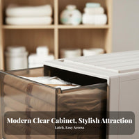 Multi-Functional Stackable Storage Drawer Space-Saving Plastic Wardrobe Organizer Box Large Capacity Clear Front Pull-out Bin Easy Assembly for Homeowners, Parents, Students, Bedroom, Closet, Bathroom, Living Room