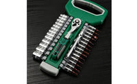 1/4-Inch Drive Socket Wrench Set with Bent Handle 72-Tooth Socket Wrench Set with Storage Case Reversible Quick Release for DIYers, Homeowners, Cyclists, Home Repair, Garage, Two-Wheeler Maintenance