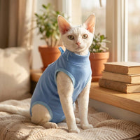 Cat Recovery Suit in Super Elastic Modal, Neuter Spay Suit for Kitten Recovery, Thin Anti-Lick Shirt for Comfortable Pet Post Surgery Care