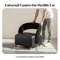 360° Swivel Wheels Low-Height Wheeled Chair Compact Design Upholstered Roller Stool Thick Padded Seat Household Furniture Easy to Clean for Housekeepers, Office Workers, Living Room, Entryway, Bedroom, Salon