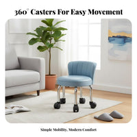 Quiet Casters Low Caster Stool with Backrest 360-Degree Swivel Wheels Rolling Chair with Back Support Comfortable Cushion Household Furniture Ergonomic Design for Beauticians, Technicians, Living Room, Entryway, Beauty Salon, Workshop