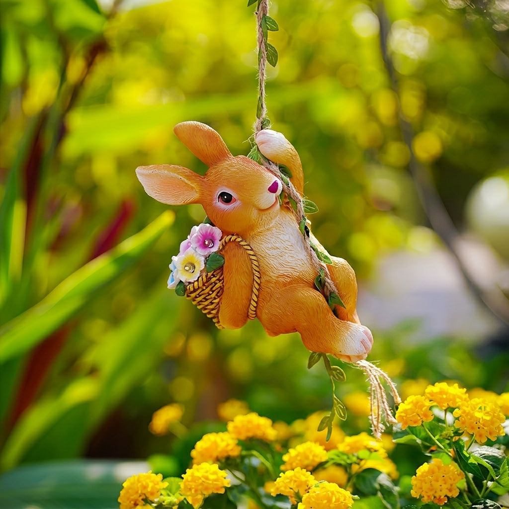 Hanging Animal Garden Ornament, Resin Animals Woodland Creature Decor, Pastoral Outdoor Hanging Decor, Cute Garden Animal for Patio