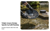 Three-Groove Riffled Gold Pan Textured Inner Gold Panning Pan Smooth Outer Prospecting Tool Shallow Basin