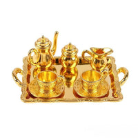 Dollhouse Miniature Alloy Tea Set for Dollhouse Kitchen