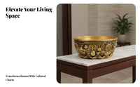 Traditional Classic Design Brass Treasure Basin Fine Workmanship Brass Wealth Bowl Ideal Gift Wealth Bowl Handmade Craft for Collectors, Business Owners, Homeowners, Living Room, Entrance Hall, Office, Study