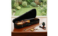 Beginner Acoustic Violin Solid Wood Violin Starter Kit Glossy Fiddle All in One for Adults, Music Lessons, Performances