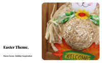 Easter Bunny Straw Hat Decoration Easy to Hang Straw Hat Hare Ornament Handmade Design Easter Wall Hanging for Kids, Classroom