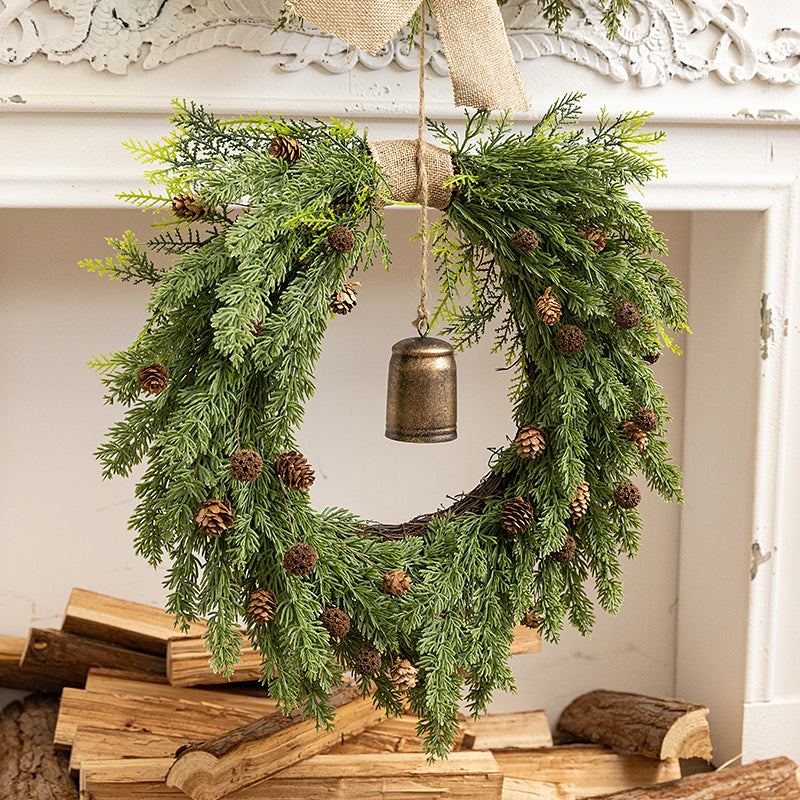 冬倾圣诞节装饰花环藤圈家居壁炉装饰品商场橱窗布置前门墙壁挂件 2.7米柏叶裸藤条
