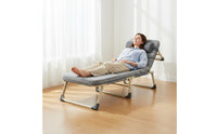 Single Folding Bed Sit or Lie Convertible Use Foldable Napping Cot Removable Cushion Adjustable Recliner Chair for Home, Office, Hospital