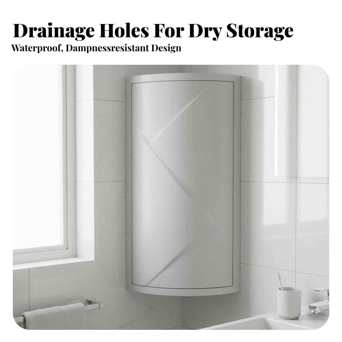 Space-Saving Rotating Corner Cabinet Punchdrillwithout Drilling Installation Rotating Triangular Shelf Waterproof Bathroom Organizer Easy to Install for Homeowners, Families, Washstand, Kitchen, Dressing Table, Dresser
