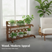 Sturdy Construction Multi-Tier Flower Rack Space Saving Multi-Tier Wood Plant Shelf Strong Load-Bearing Wooden Plant Shelf Easy Assembly for Gardeners, Homeowners, Balcony, Living Room, Indoor, Bedroom