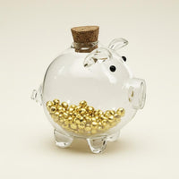 Valentine's Day Gift Mini Pig Glass Bottle Compact Size Transparent Pig Currency Bank Stable Base Clear Glass Coin Jar Cork Stopper for Bedroom