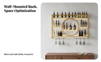 Space-Saving Wall Mounted Wine Rack Multifunctional Industrial Bar Shelf Large Capacity Industrial Wine Storage Rack Easy to Assemble for Restaurant Owners, Homeowners, Collectors, Dining Room, Kitchen