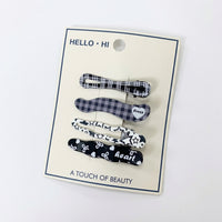 Retro Style Hair Clips for Girls, Checkered and Metal Alligator for Bangs and Side Styling, 6cm Duck Bill