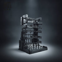 Industrial Model Assembly Rack Multi-Level Scene Backdrop with Figures Compact for Hobbyists, Collectors, Dioramas, Desk Display