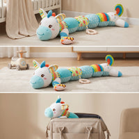 Stuffed Unicorn with Loop Soft Toy Unicorn Baby Comfort Toy Sensory Textured for Babies, Crib, Nursery