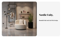 Nordic aesthetic Curved 2-Seater Sofa Modern Minimalist Curved Settee Artistic Design Loveseat Sculptural Shape for Apartment Dwellers, Interior Decorators, Living Room, Reception Area, Bimmediatelyique, Office Lobby