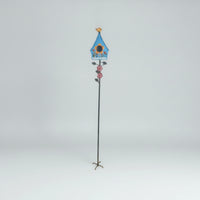 Decorative Birdhouse Garden Stake Whimsical Birdhouse with Ground Spike Rustic Metal Garden Stake Functional for Patio