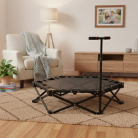 Adjustable Handlebar Foldable Mini Trampoline Stable Design Indoor Rebounder with Handle Space Saving Fitness Equipment Low Effect for Adults