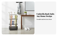 Freestanding Umbrella Rack Removable Water Tray Metal Umbrella Stand Holds Long & Short Parasols Large Capacity for Home, Lobby