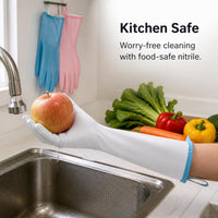 Nitrile Household Gloves for Kitchen Cleaning and Dishwashing, Thickened Plush Lined Waterproof Protective Gloves
