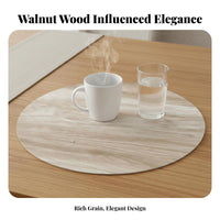 Wipeable Dining Mat Oil-Resistant Wood Grain Table Cover Heat Resistant Faux Leather Table Mat for Homeowners, Families, Kitchen, Restaurants