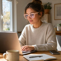 Square Anti-Blue Light Glasses with Hollow Frame and Rivet Detail