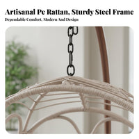 Oval-Shaped-Shaped Woven Chair Gentle Swing Motion Freestanding Woven Lounger Hand-Woven Wicker Hanging Seat for Adults, Relaxation Seekers, Balcony