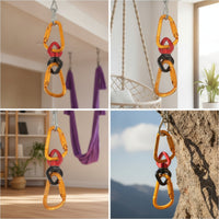 Anti-Twist Rotating Connector with Carabiners Locking Hanging Connector Heavy-Duty Hardware Compact for Aerialists, Yogis, Home Studio