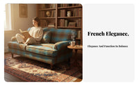 Removable and cleanable Cover Red Plaid Settee French Country aesthetic Upholstered 2-Seater Vintage Inspired Sofa Comfortable Cushioning for Guesthouse Owners, Interior Decorators, Photography Studio, Small Spaces, Bedroom, Apartment