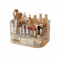 Dustproof Desktop Makeup Organizer with Drawers Large Capacity Multi-Compartment Makeup Box Space-Saving Vanity Holder Easy Reach for Women, Students, Dressing Table, Bedroom, Dorm Room, Bathroom Counter