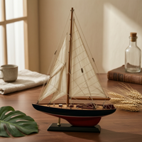 Wooden Sailing Boat Model with Stand Tabletop Wooden Sailboat Model Sailboat Decoration with Stand Small Coastal for Collectors