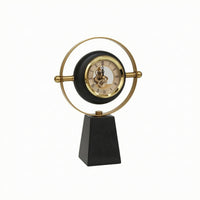 Clock with Pedestal Base Decorative Circular Table Clock for Bookshelf, Office, Cabinet