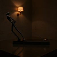 Black Abstract Sculpture Marble Base Abstract Figurine Minimalist Metal Figurine Sculptural for Office