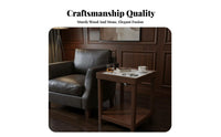 Marble Pattern Top Beverage Stand with Container Insert Sturdy Construction Tea Table Two-Tier Design Small Furniture for Mahjong Players, Homeowners, Game Room, Lounge