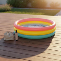 Easy to Inflate Three-Circle Kids Pool Portable Round Inflatable Pool for Outdoor, Backyard, Patio